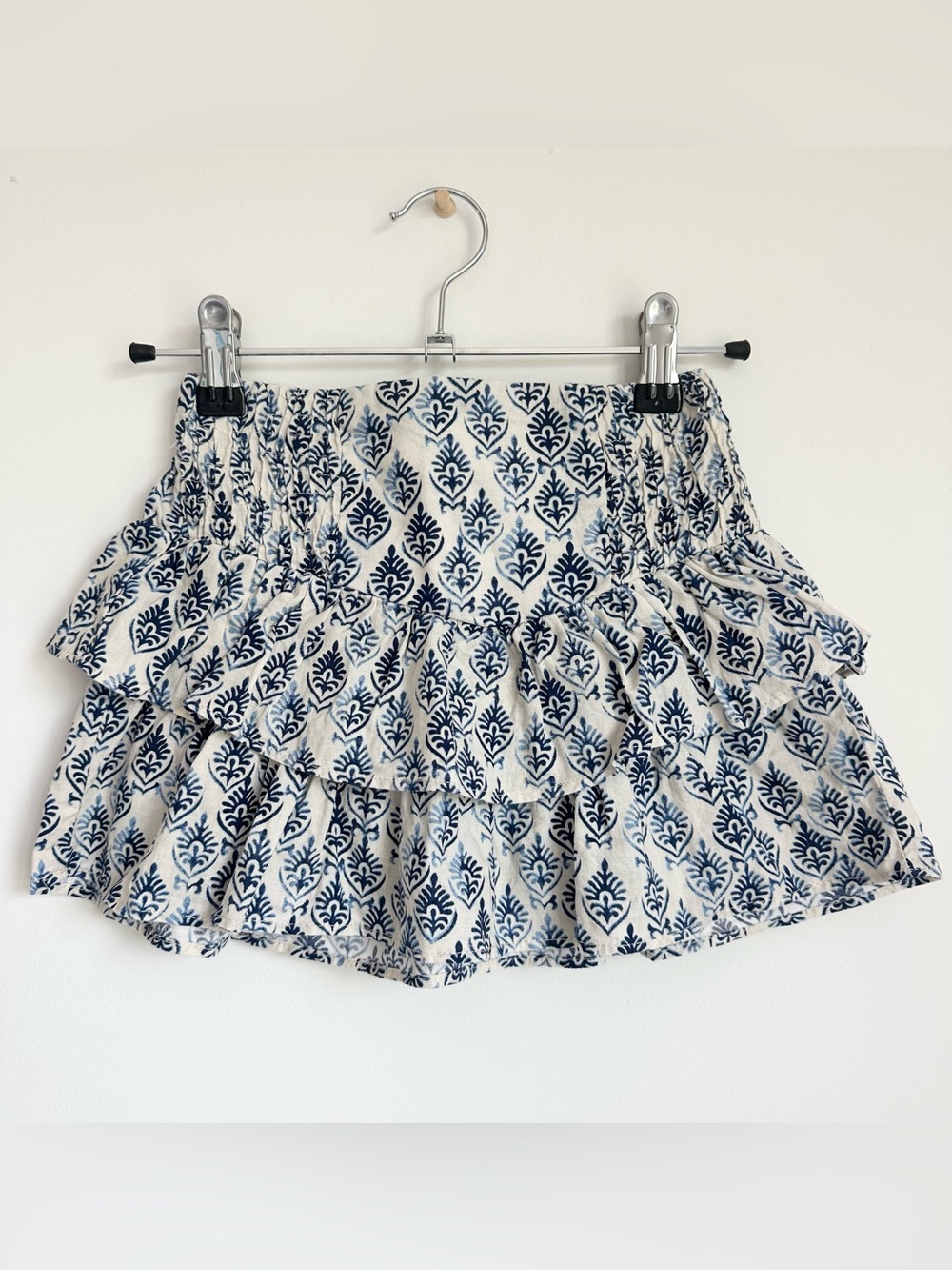 Brand New! ZARA Blue & Indigo Tiered Printed Ruffle Skirt Size 7